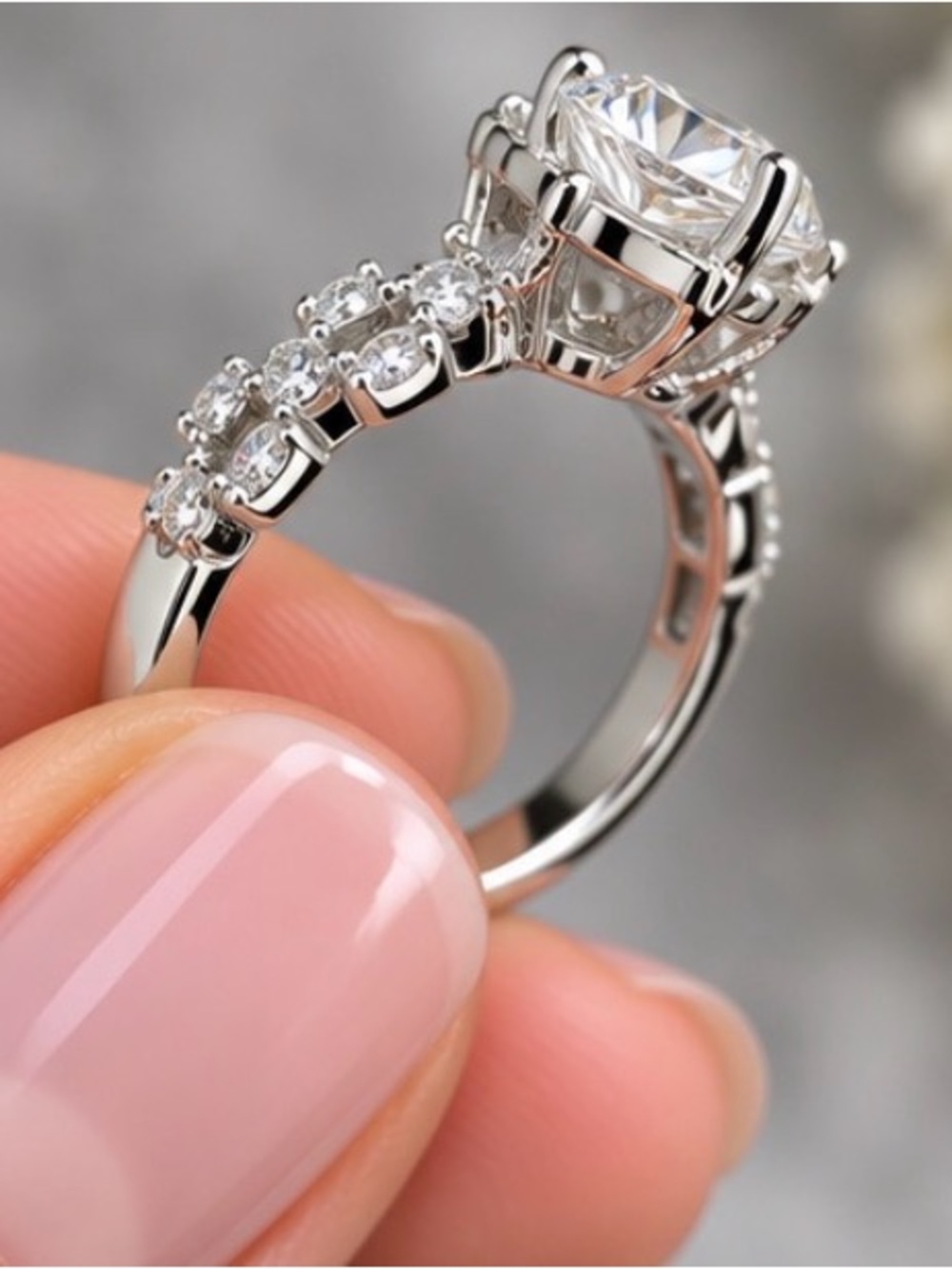 1 CT White Gold Plated Moissanite Ring – Adjustable